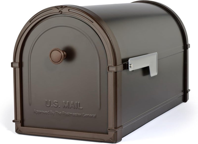 ARCHITECTURAL MAILBOXES Bellevue Galvanized Steel Post Mount Mailbox, Compatibility Code G, 5591RZ-10, Rubbed Bronze, Large Capacity - Image 1
