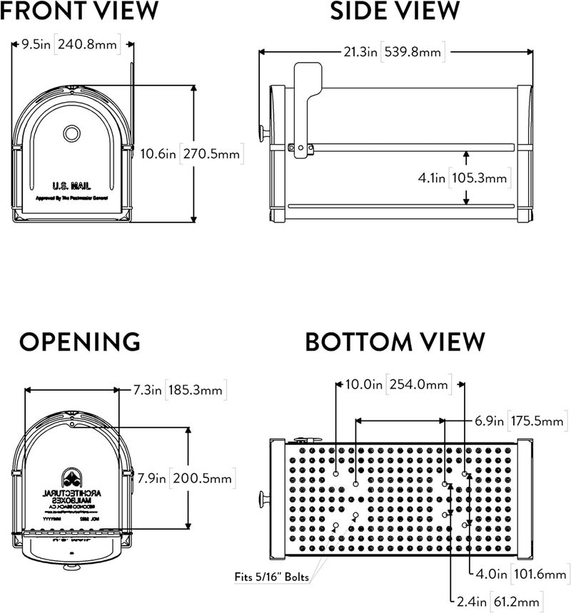 ARCHITECTURAL MAILBOXES Bellevue Galvanized Steel Post Mount Mailbox, Compatibility Code G, 5591RZ-10, Rubbed Bronze, Large Capacity - Image 4