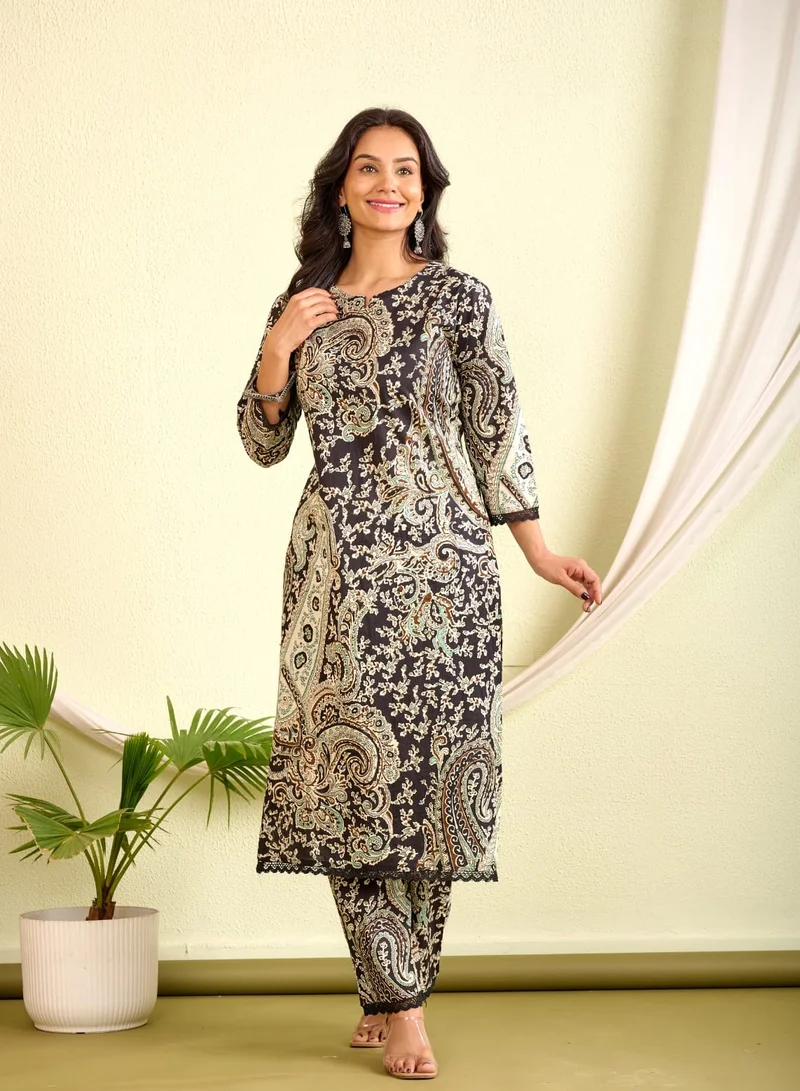 Studio blue Black Paisley Printed Co-Ord Set