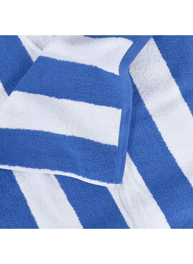 Fabienne 2-Pc 100% Cotton Beach Towels 30x60 Inch Cabana Stripe Pool Towels Cotton Bath Sheets 76x152 cm Highly Absorbent & Quick Dry Over-Sized Bath Towels Blue/Dark Grey - Image 4