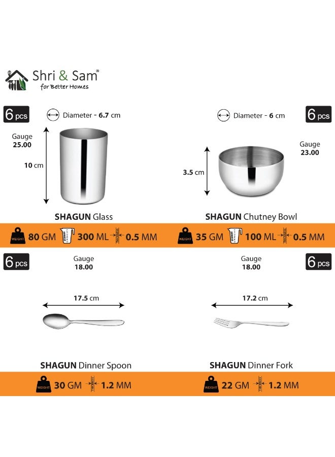 Shri & Sam Stainless Steel Shagun Dinner Set | 50 Pcs Set | Serves 6 People - Solid - Image 2