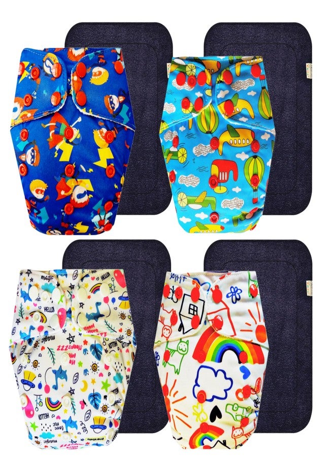 Dumbledo Premium Cloth Diaper with Black Insert (Pack of 4) | Hypoallergenic | Leakproof | Quick Dry | Designed by Moms | 3 Months - 3 Years | Unisex Baby - Image 1