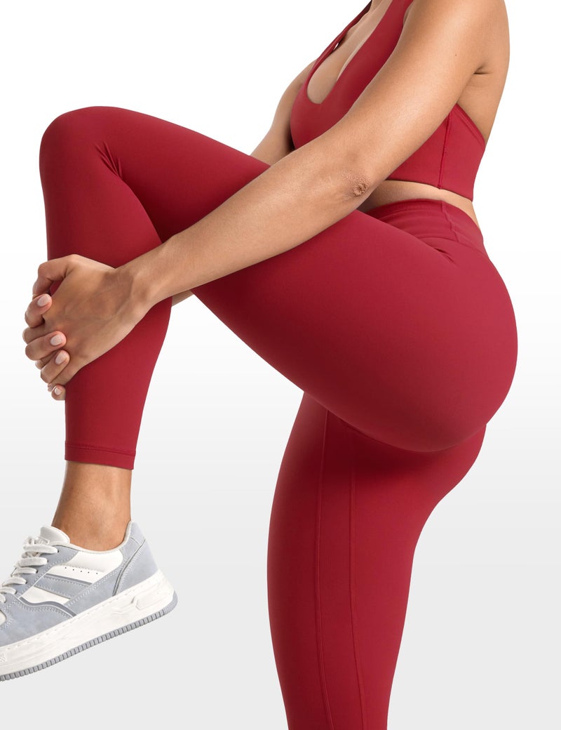 INGIA Womens High Waisted No Front Seam Lounge Yoga Legging 25" Workout Tummy Control Gym Yoga Pants Cerise Small - Image 5
