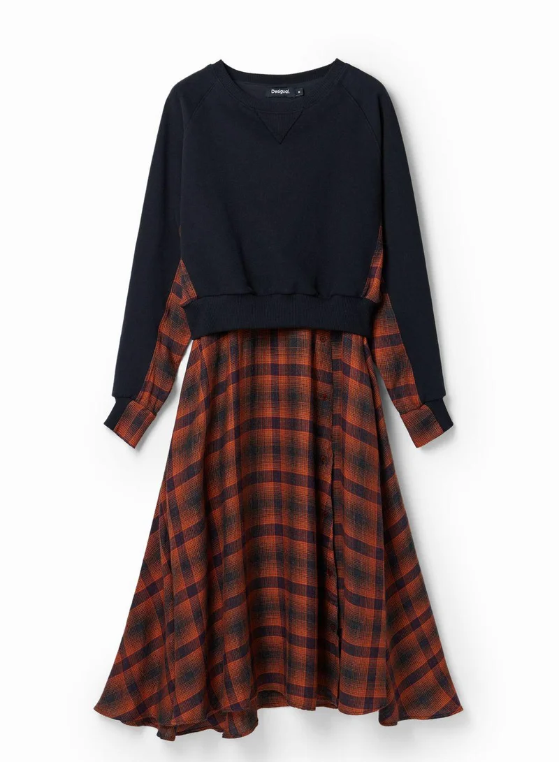 ديسيجوال Combination Plaid Dress