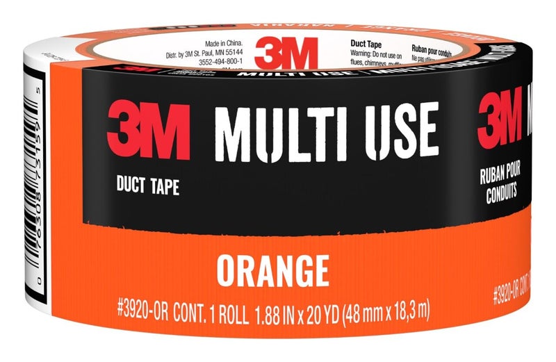 3M Multi-Use Colored Duct Tape, Orange with Strong Adhesive and Water-Resistant Backing, Multi-Surface 3M Duct Tape for Indoor and Outdoor Use, 1.88 Inches x 20 Yards, 1 Roll (3920-OR) - Image 1