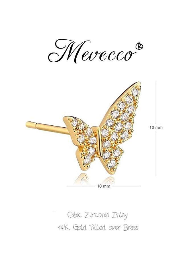 Mevecco Women Huggie Hoop Earrings Gold Ear Stud Cuff 14K Gold Filled Small Boho Beach Simple Delicate Handmade Hypoallergenic Jewelry Gift - Image 4