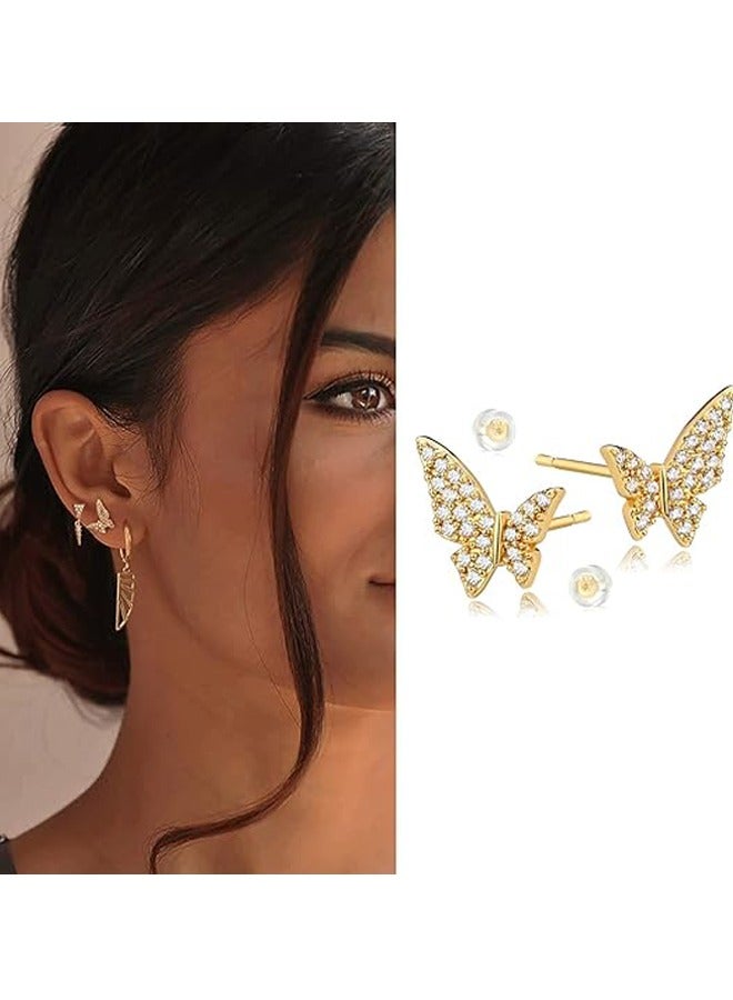 Mevecco Women Huggie Hoop Earrings Gold Ear Stud Cuff 14K Gold Filled Small Boho Beach Simple Delicate Handmade Hypoallergenic Jewelry Gift - Image 3