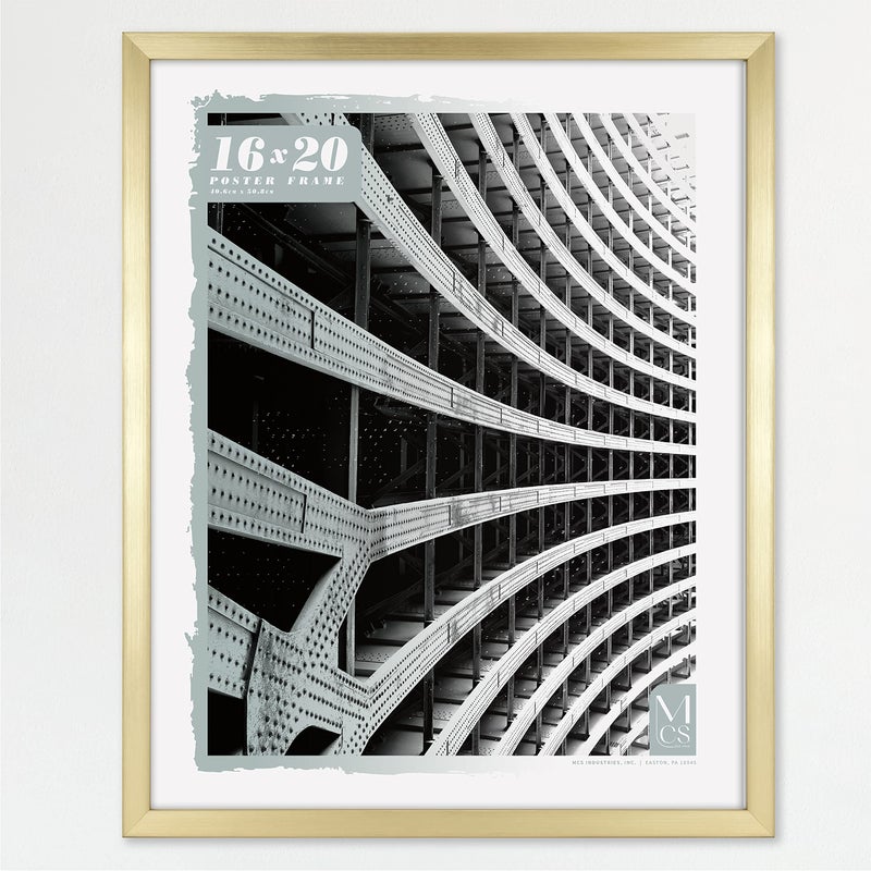 MCS Foundation 16x20 Poster Frame Traditional Brass Vertical  Horizontal Wall Hanging Large Picture Frame for Photos Posters  Art Prints 1Pack