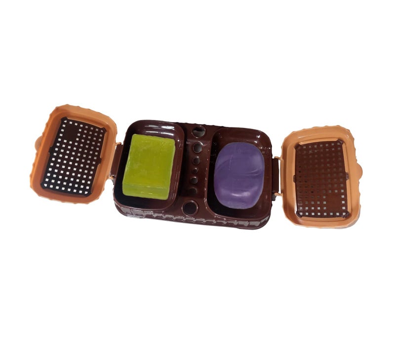 Tekzie Plastic Double Sealed Drain Soap Dish Tray Holder with Lid Cover Box Case Soap Holder (Pack of 1) (Random Color Will Be Sent) - Image 4