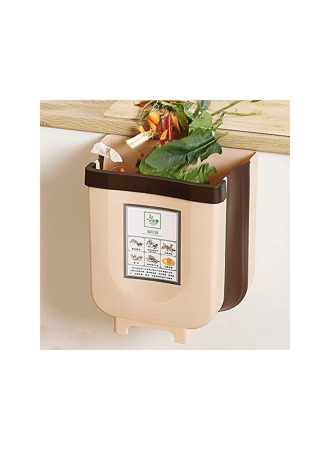 Zaboon Kitchen Hanging Trash Can Foldable Can For Kitchen Bedroom Waste Bin 11L Brown - Image 2