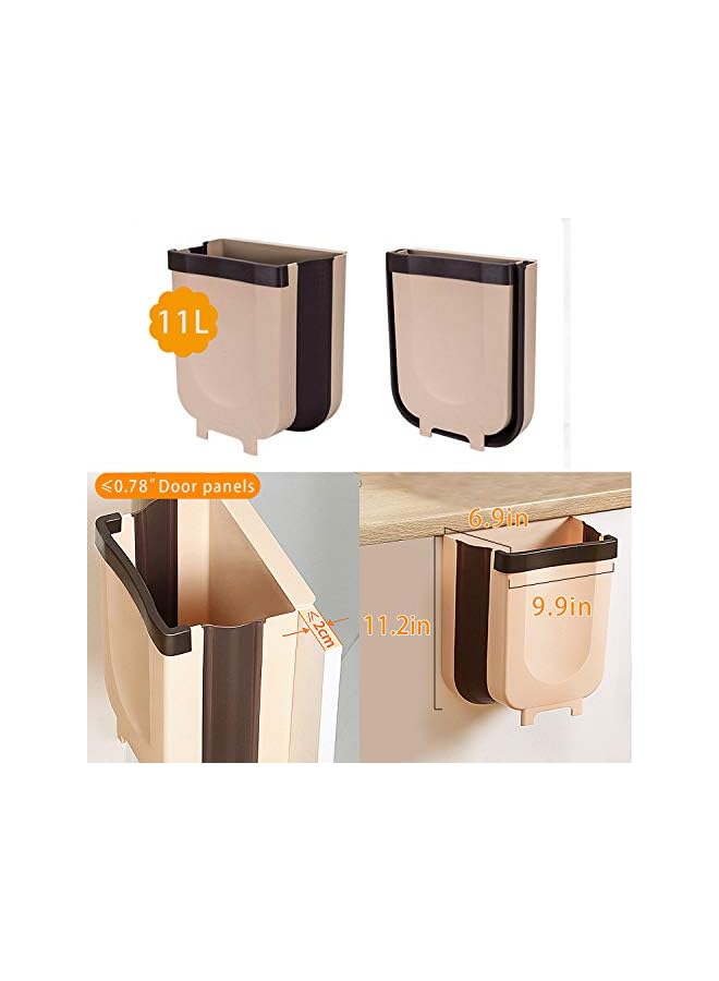 Zaboon Kitchen Hanging Trash Can Foldable Can For Kitchen Bedroom Waste Bin 11L Brown - Image 4