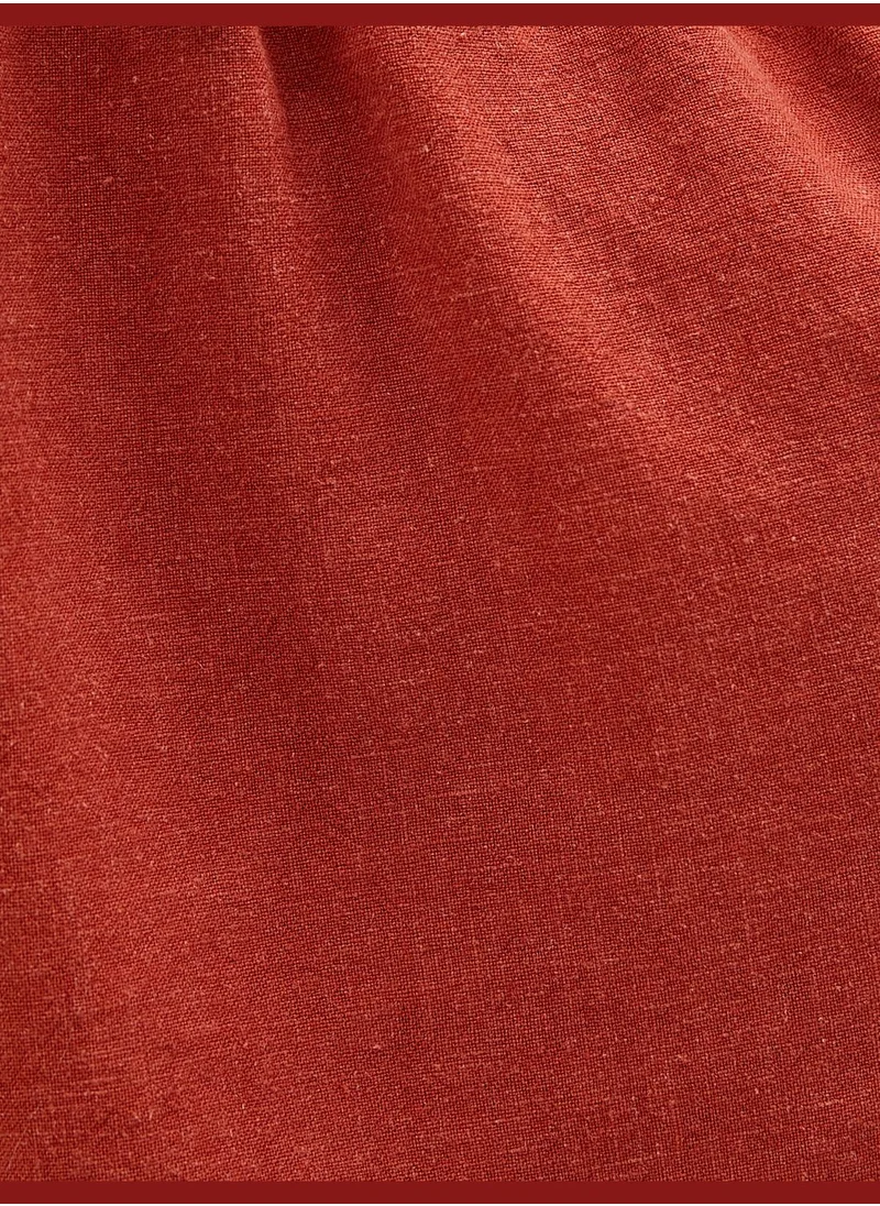 كوتون Drawstring Pocket Detail Linen Mix Short