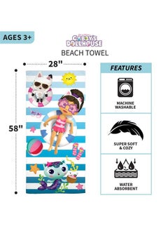 Franco Dreamworks Gabby'S Dollhouse Super Soft Cotton Bath/Pool/Beach Towel 58 In X 28 In (Official Licensed Gabby'S Dollhouse Product)  - Image 3