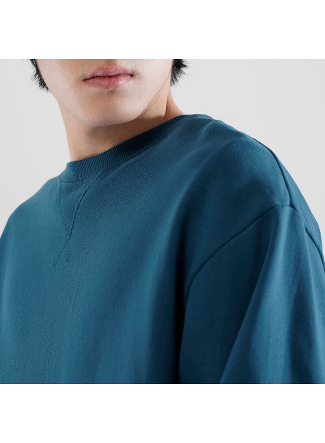 Markless Men's Spring Casual Round Neck Warm Top Inner Hoodie 0434 Fantasy Blue XL - Image 1