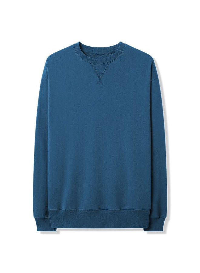 Markless Men's Spring Casual Round Neck Warm Top Inner Hoodie 0434 Fantasy Blue XL - Image 4