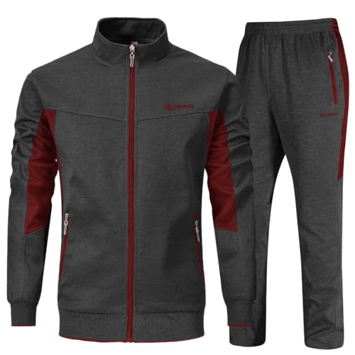YSENTO Men's Tracksuits Sweat Track Suits Set 2 Piece Jogging Suits Warm Up Sweatsuits Outfits Grey S - Image 1