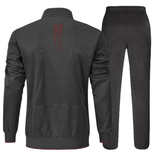 YSENTO Men's Tracksuits Sweat Track Suits Set 2 Piece Jogging Suits Warm Up Sweatsuits Outfits Grey S - Image 2
