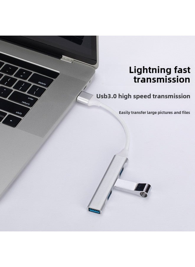Usbhub3.0 Docking Station Usb Splitter Typec Interface Four-in-one Hub One-to-four Docking Station-Number Of Interfaces:Usb-a Silver Box  - Image 4