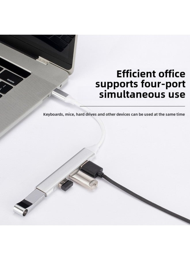 Usbhub3.0 Docking Station Usb Splitter Typec Interface Four-in-one Hub One-to-four Docking Station-Number Of Interfaces:Usb-a Silver Box  - Image 3