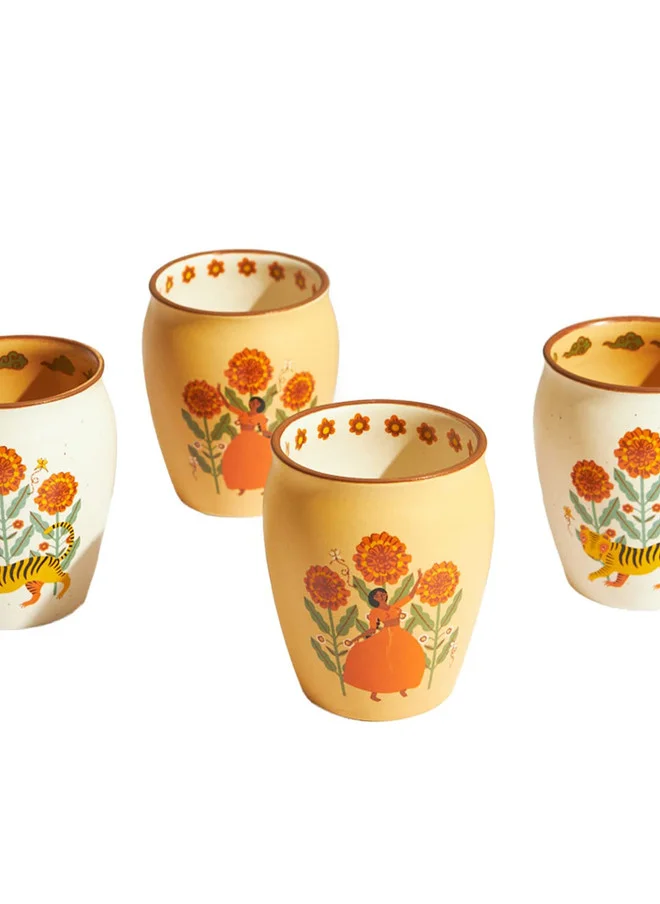 تشومباك Marigold Kulhad - Set of 4