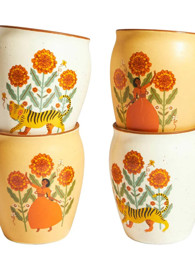 Chumbak  Marigold Kulhad - Set of 4  | Best Price UAE