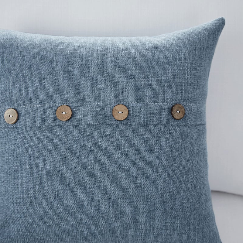Meekio Set of 2 Deep Grey Blue Square Pillow Covers 16 x 16 Farmhouse Boho Pillow Covers with Coconut Buttons for Sofa Couch Living Room Bedroom Farmhouse D?cor for The Home - Image 4