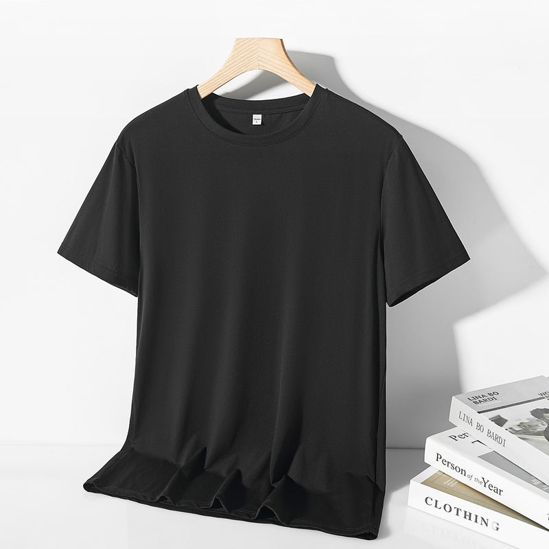 New 2024 Men'S Solid Color Summer Round Neck Short-Sleeved T-Shirt Top Youth Versatile Sports T-Shirt - Image 1