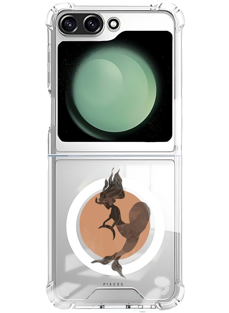 Theodor Magnetic Case for Samsung Galaxy Z Flip 6 Compatible with MagSafe Wireless Charging, Shockproof Phone Bumper Cover Pisces - Image 1