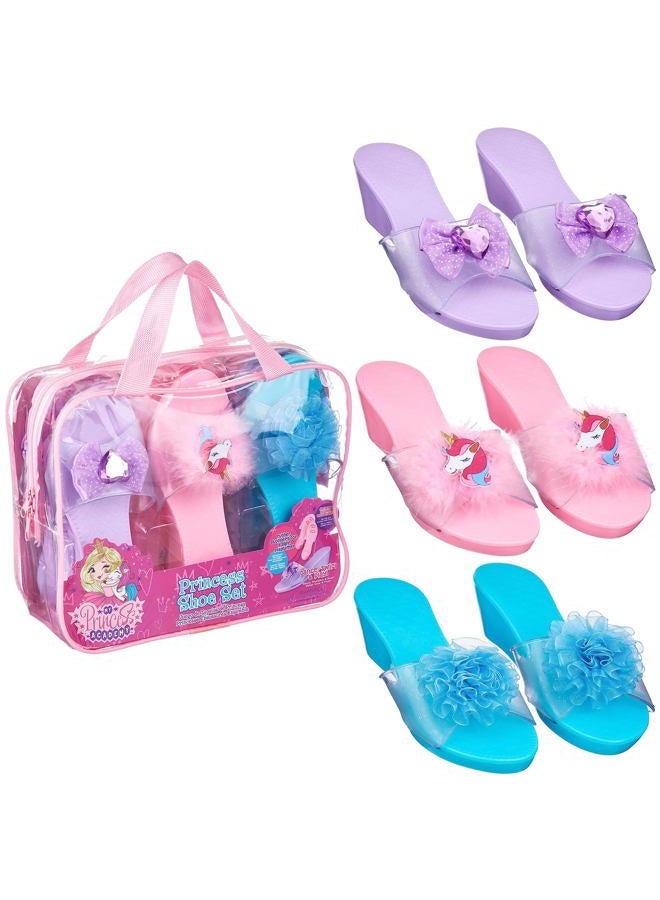 PRINCESS EXPRESSIONS 3pk Shoes Set - Dress Up Pastel Unicorn Slip On Shoes - Pretend Play Wedge Heels for Kids - Fits Toddler 7-10 Unicorn/Wedge 7-10 Narrow Toddler, 21/25 EU - Image 1