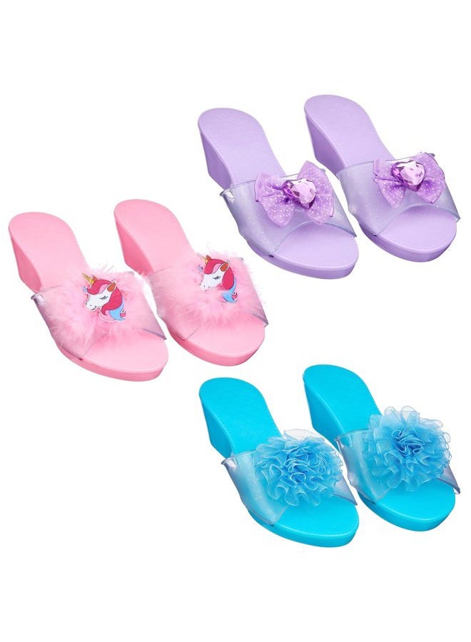 PRINCESS EXPRESSIONS 3pk Shoes Set - Dress Up Pastel Unicorn Slip On Shoes - Pretend Play Wedge Heels for Kids - Fits Toddler 7-10 Unicorn/Wedge 7-10 Narrow Toddler, 21/25 EU - Image 2