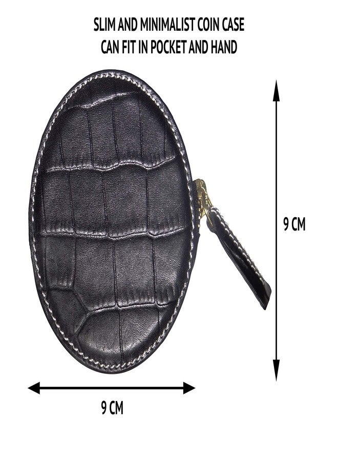 Adamis Full Grain Leather Currency and Coin Purse Change Pouch for Men & Woman with Zip Clousre in Black and Size 9 CM X 9 CM - Image 5