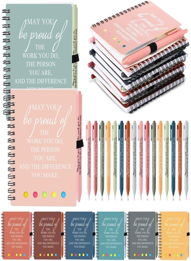Resurhang 48 Pcs/24 Set Employee Appreciation Gift for Coworkers Staff Teacher Housekeeping Inspirational A6 Spiral Journal Notebook with Pen for Team Christmas Gift(Fresh Color,May You) - Image 1