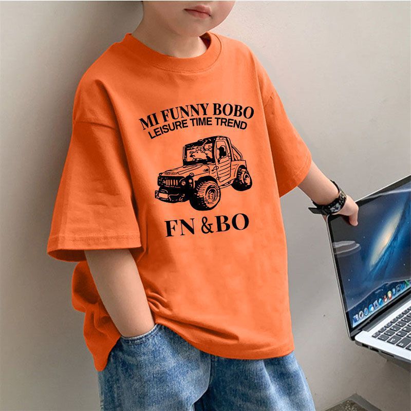 2025 Boys Cotton Korean Trendy T-Shirt Baby Handsome Fashionable Solid Color Round Neck Short Sleeve Top - Image 4