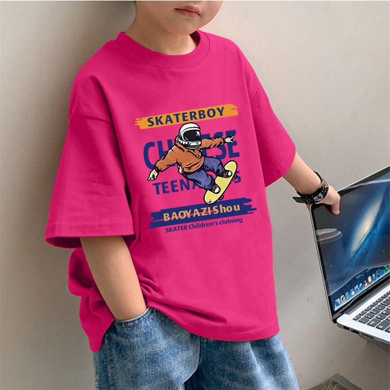 2025 Boys Cotton Korean Trendy T-Shirt Baby Handsome Fashionable Solid Color Round Neck Short Sleeve Top - Image 1
