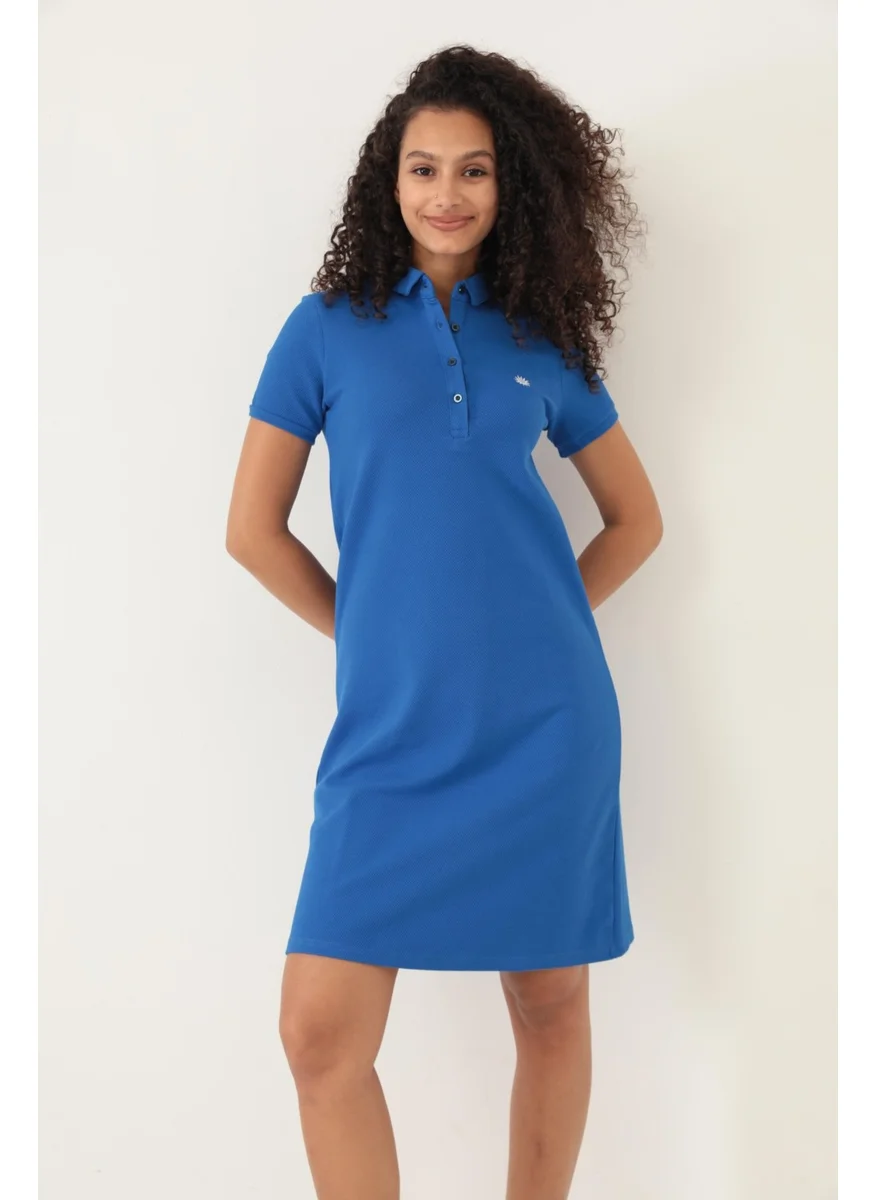 Miron Saks Women's Polo Collar Short Sleeve Knitted Dress -2431