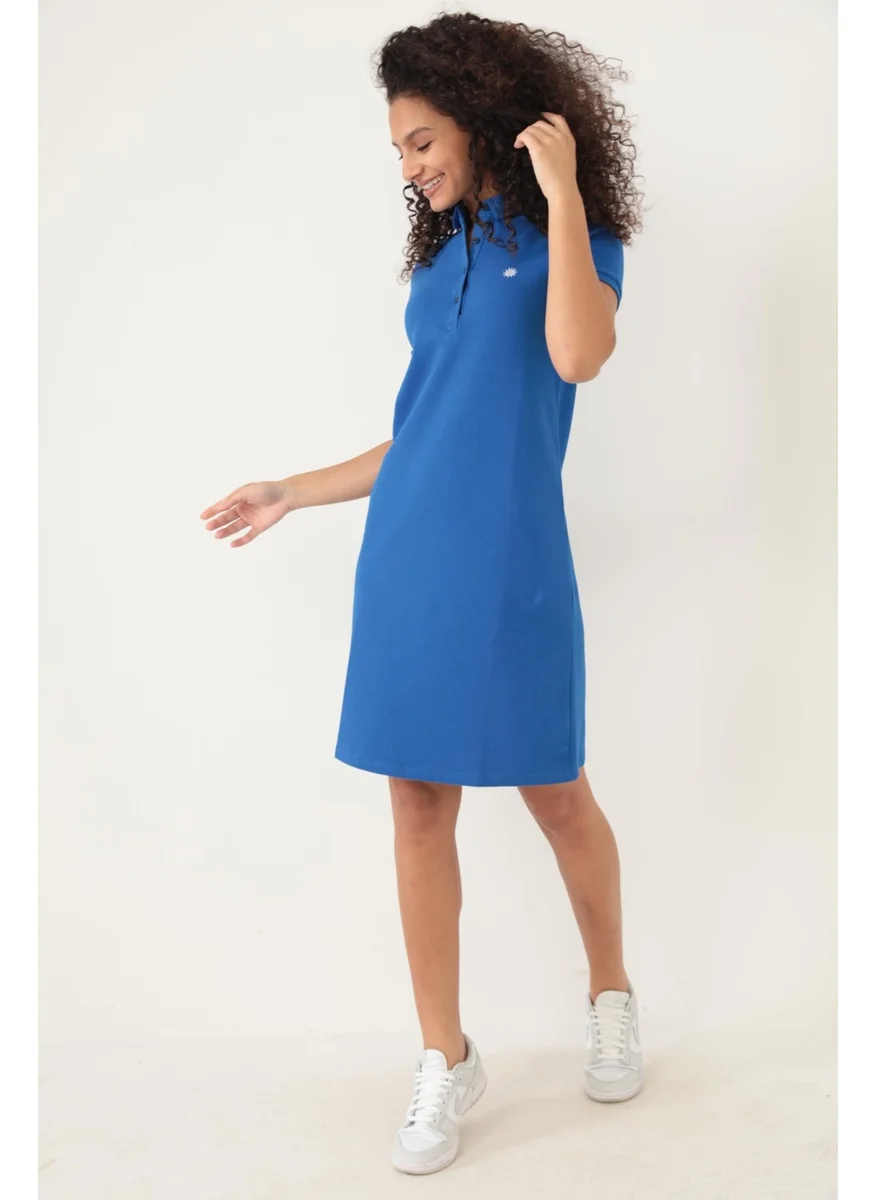 Miron Saks Women's Polo Collar Short Sleeve Knitted Dress -2431