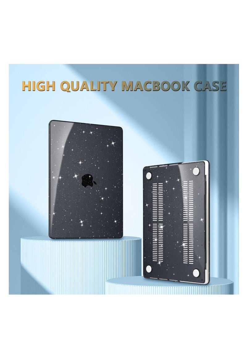 Generic - 3 in 1 Glitter Case Compatible with MacBook Pro 14 inch 2024 2023 2022 2021 Release M4 A3112/A3185/A3401 M3 A2918 A2992 M2 A2779 M1 A2442 Pro/Max, Plastic Hard Shell Case with Keyboard Cover,  Glitter Black - Image 1