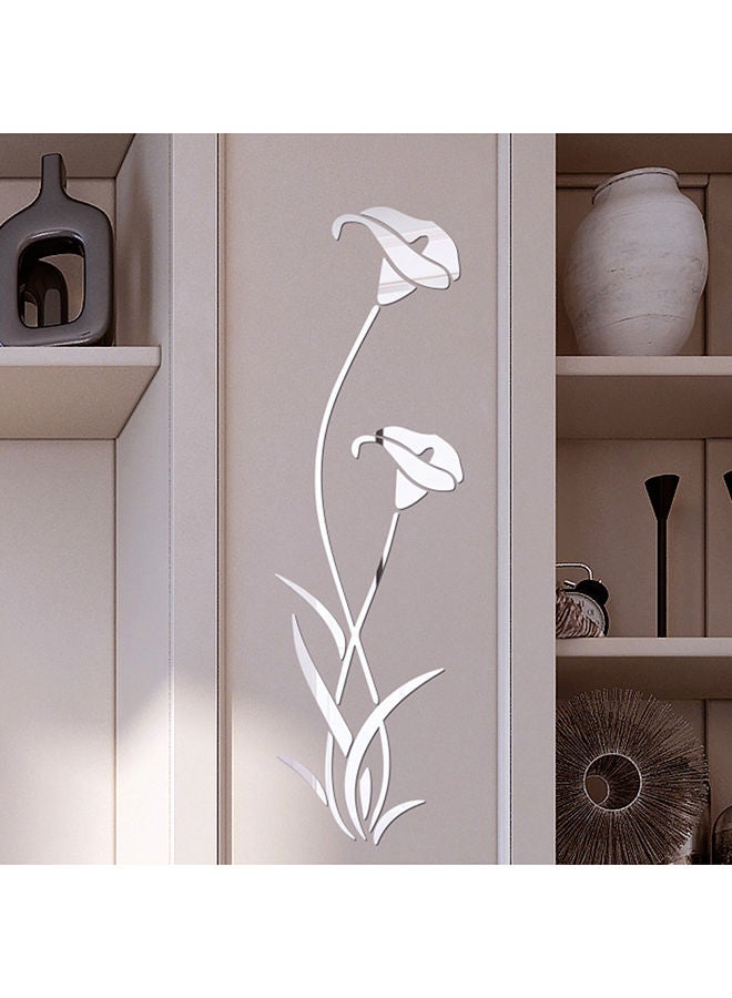 إسكدنيا ملصق جداري على شكل وردة ثلاثي الأبعاد يمكنك لصقه بنفسك فضي 100x29سم - Image 1