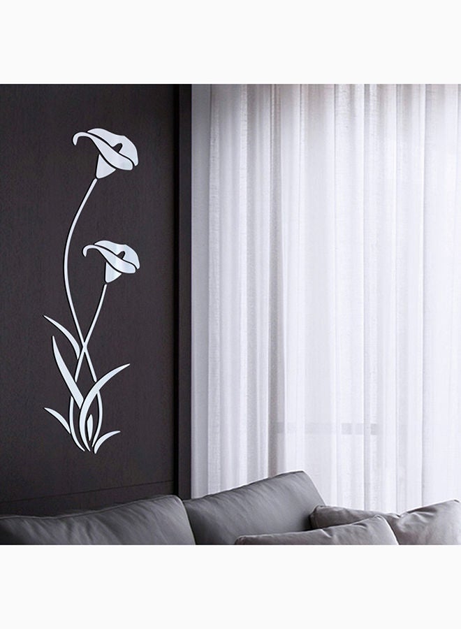 إسكدنيا ملصق جداري على شكل وردة ثلاثي الأبعاد يمكنك لصقه بنفسك فضي 100x29سم - Image 2