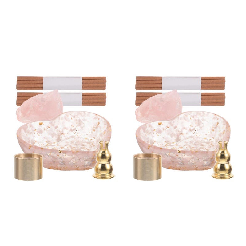2 Sets Incense Burner: Elegant Natural Crystal Holder for Yoga Home Decor - Removable collectors for Incense Sticks and Smudging - Image 1