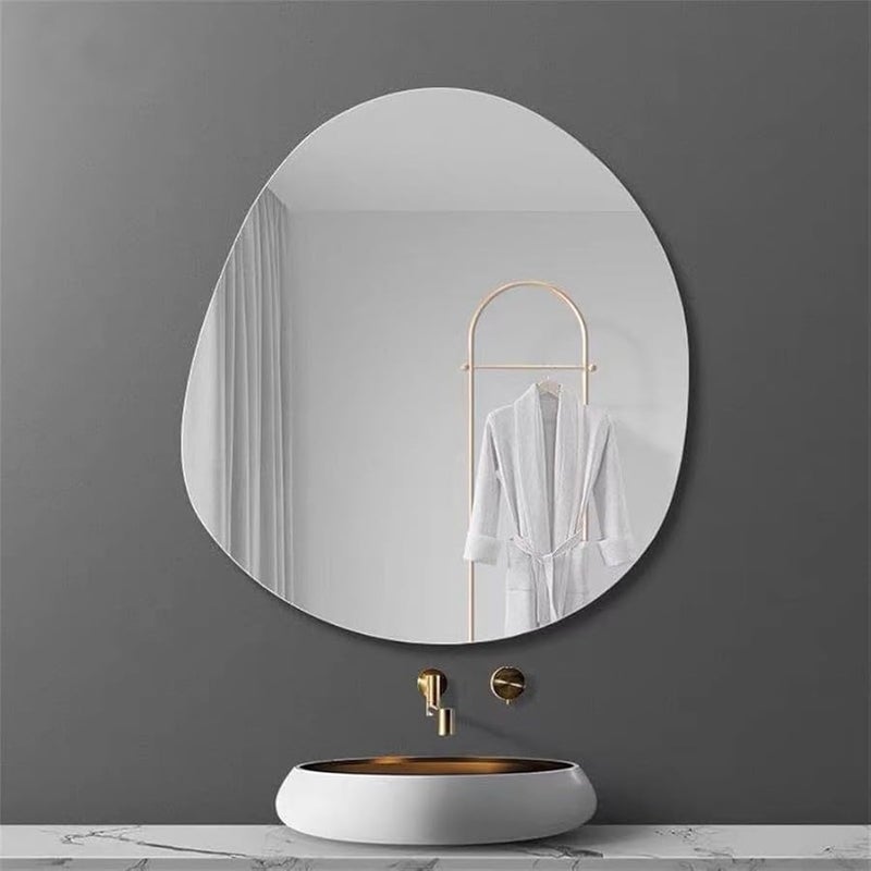 36x40cm Silver Autohesion Glass Wall Mirror For Bedroom Living Room Dressing Table - Image 4