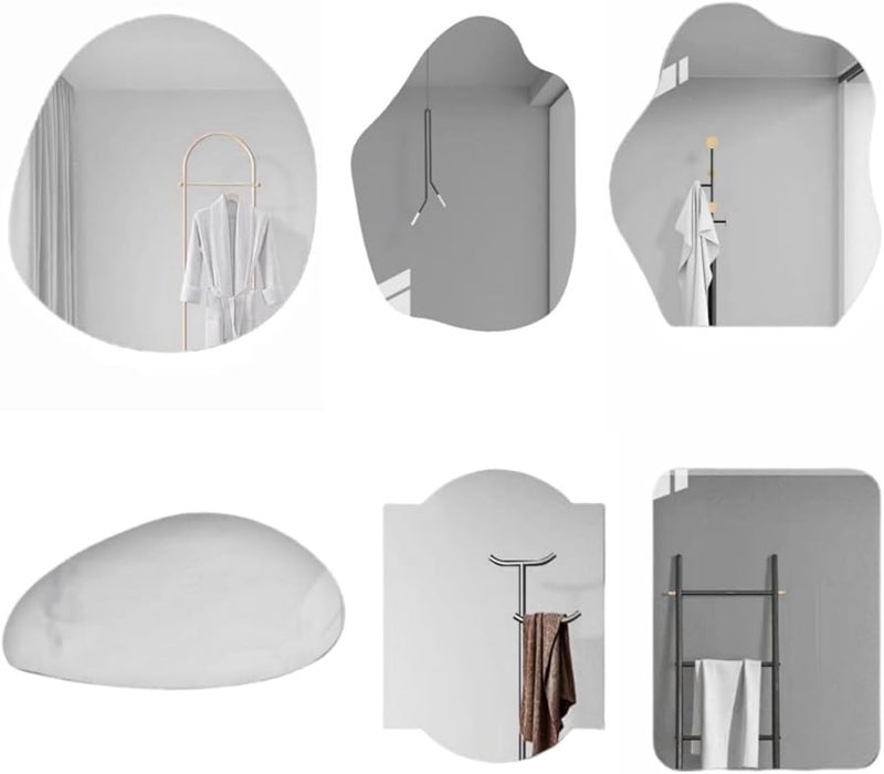 36x40cm Silver Autohesion Glass Wall Mirror For Bedroom Living Room Dressing Table - Image 3