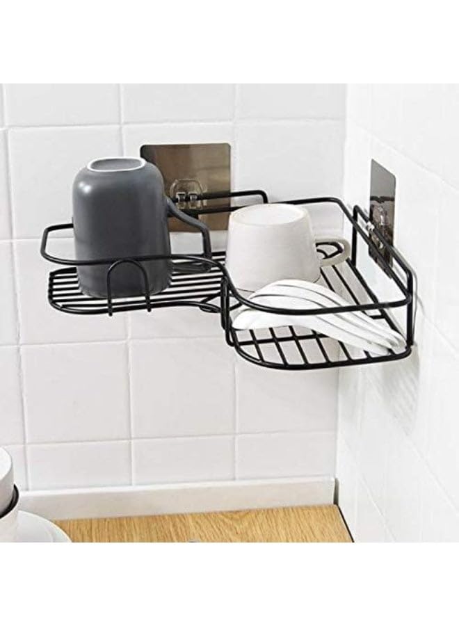 bathroom shelf, rust-resistant bathtub accessory organizer, adhesive basket storage rack, shampoo holder for wall organization