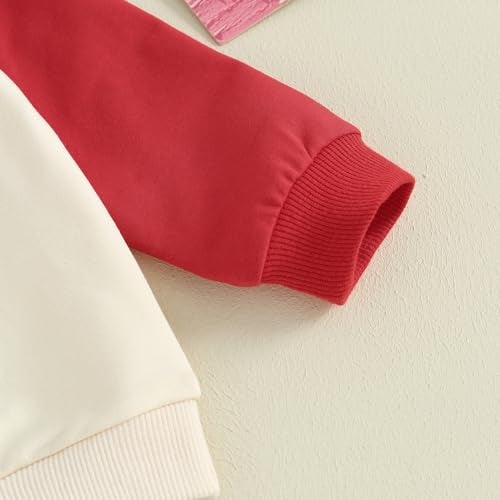 Okbabeha Baby Boy Valentines Outfit Long Sleeve Love Sweatshirt Jogger Pants 2Pcs Infant Toddler Boys Valentine Clothes (Love-Apricot, 2-3 Years) - Image 5