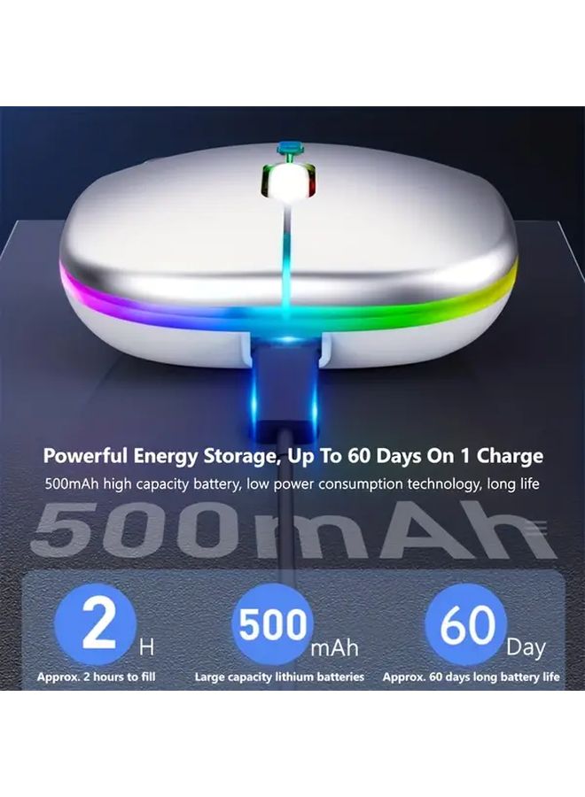 ماوس لاسلكي أسود قابل لإعادة الشحن صامت فائق النحافة قابل لتعديل الدقة 2.4G USB - Image 5