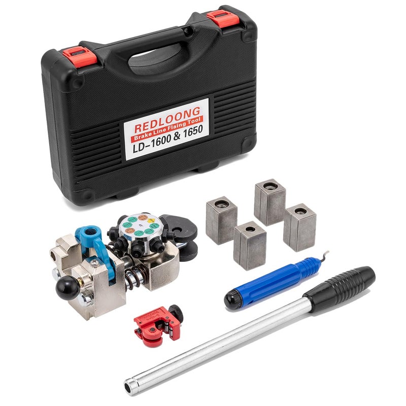 REDLOONG Professional Brake Line Flaring Tool Kit 45 Degree Set Single Bubble and Double Flares for 31638Brake Repair Brake Flaring Tools Brake Line and Tubing Flaring Tool
