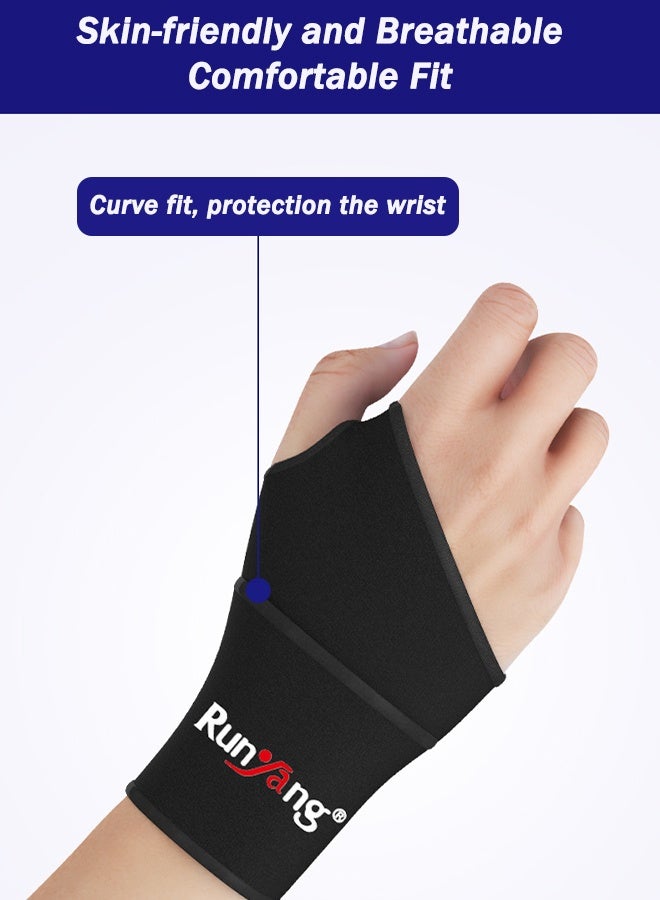Runyang 2 PCS Hand Wraps, Adjustable and Comfortable Wrist Support, Men Women Performance Essentials, for Wrist Knuckles (Black) - Image 2