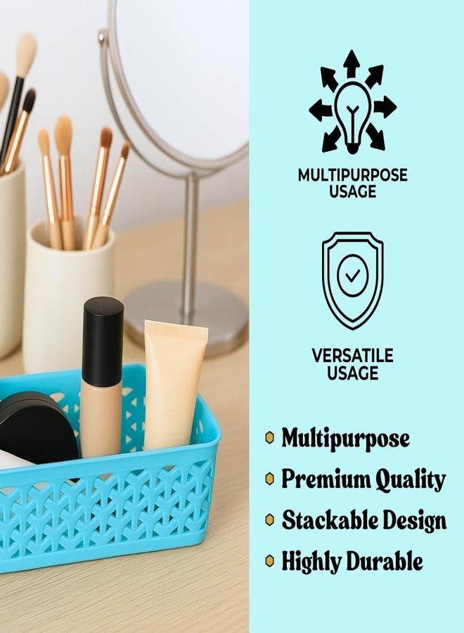MORVI Ellora -1 Multi-Purpose Plastic Storage Basket|Stackable Organizer Tokri For Home,Kitchen,Bathroom & Office|Ideal For Toys,Clothes,Cosmetics,Stationery|Set Of 3|White - Image 4