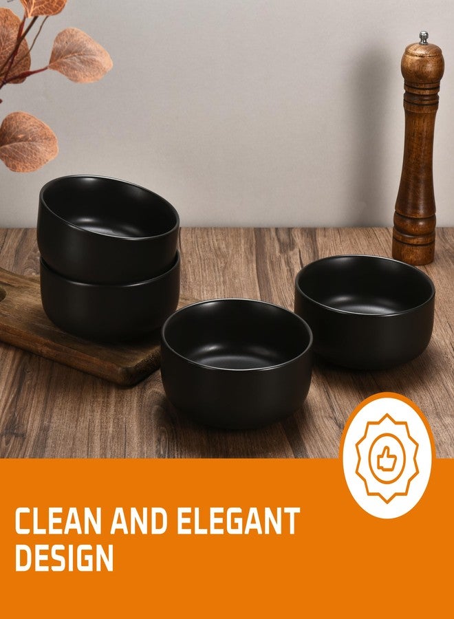 Bruntmor Ceramic Serving Bowls - Set of 4 Large Cereal Bowls - 28oz Black Salad Bowls - Dishwasher, Oven, and Microwave Safe Soup Bowl - Ceramic Bowl Set for Breakfast, Lunch, and Dinner - Image 2