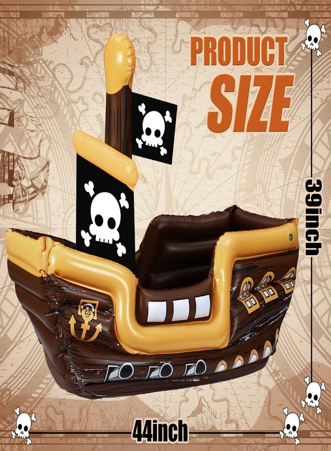 Zhanmai Inflatable Pirate Ship Drink Cooler Inflatable Serving Bar Food Container for Summer Carniva Mardi Gras Pirate Birthday Party Favor Supplies Decorations(Bright Colors,Fun) - Image 3